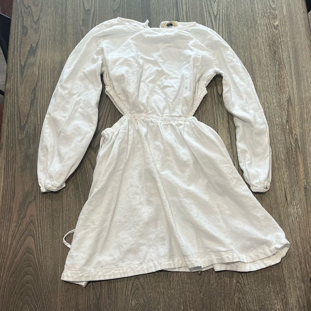 Universal Thread Balloon Long Sleeve Mini A-Line Dress Side Cut-Out White Size L